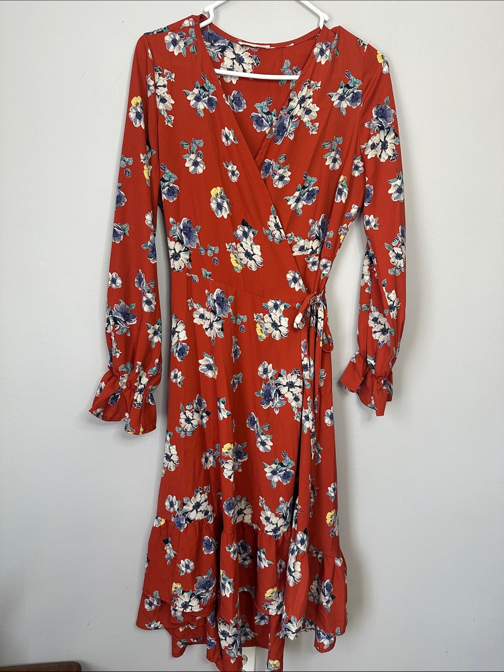 Easel Floral Print Tie Waist Wrap Dress size M